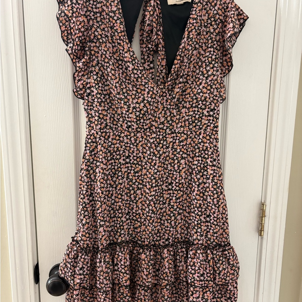 🟩 3/$15 Floral Black and Pink Women's Dress